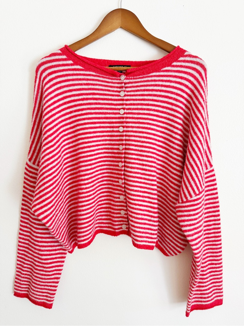 Forever 21 Red and White Striped Women's Sweater Top large